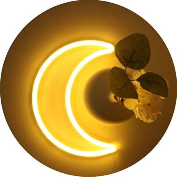 LED Warm White Moon Neon Light, Cute Neon Moon Sign,Christmas Room Decor - Picture 7 of 7